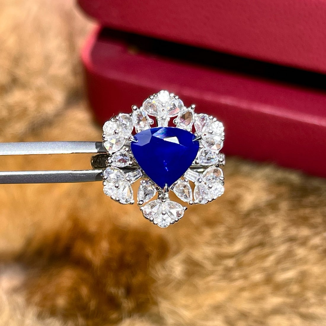14k Gold 3.39 Ctw Natural Sapphire & Diamond Ring/pendant( Without Chain ) - 3