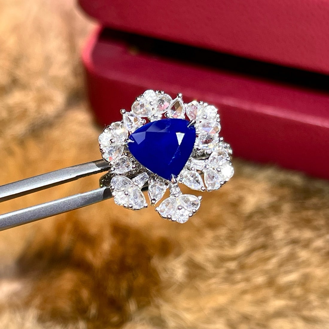 14k Gold 3.39 Ctw Natural Sapphire & Diamond Ring/pendant( Without Chain ) - 4