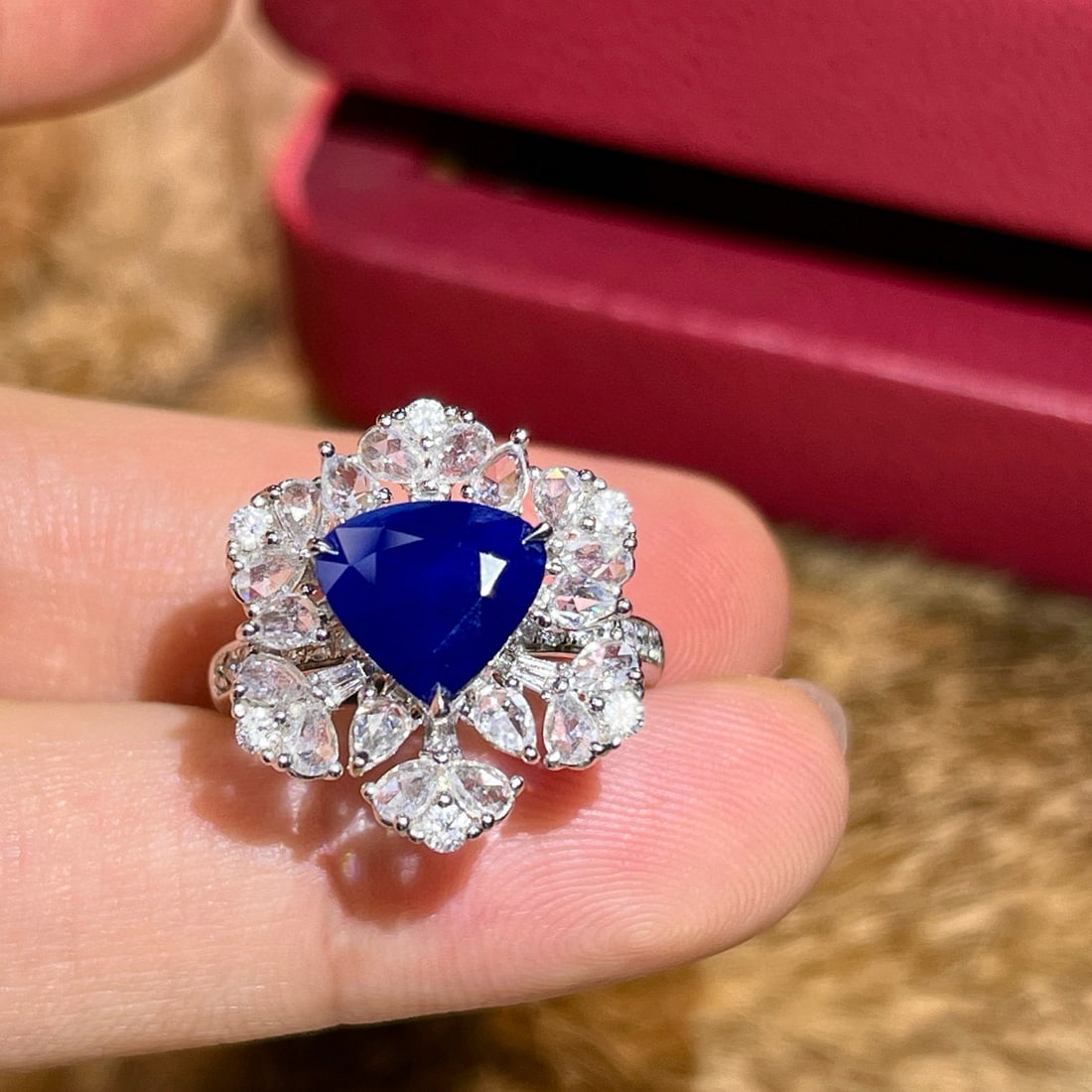 14k Gold 3.39 Ctw Natural Sapphire & Diamond Ring/pendant( Without Chain ) - 6