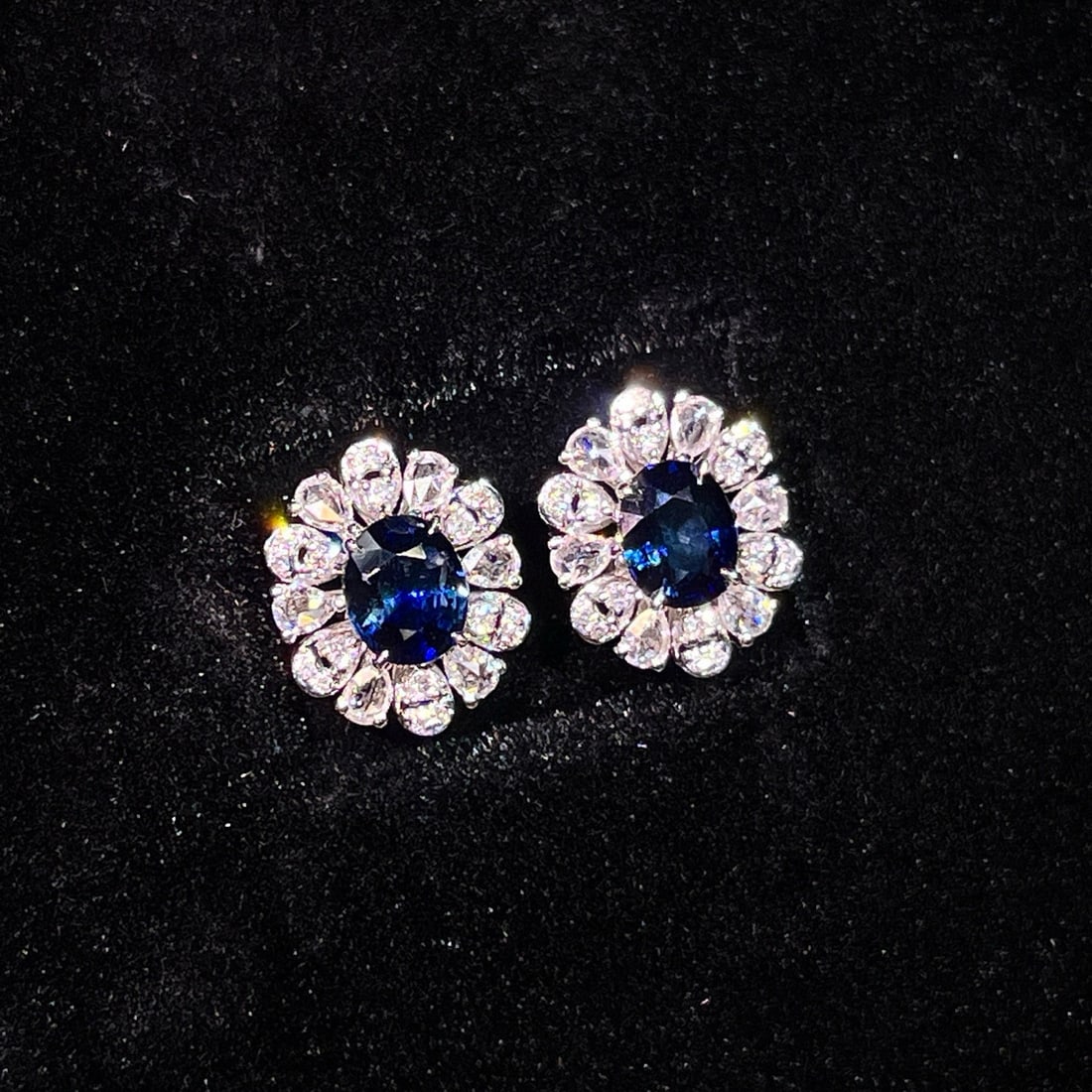 14k Gold 1.87 Ctw Natural Sapphire & Diamond Earrings - 2