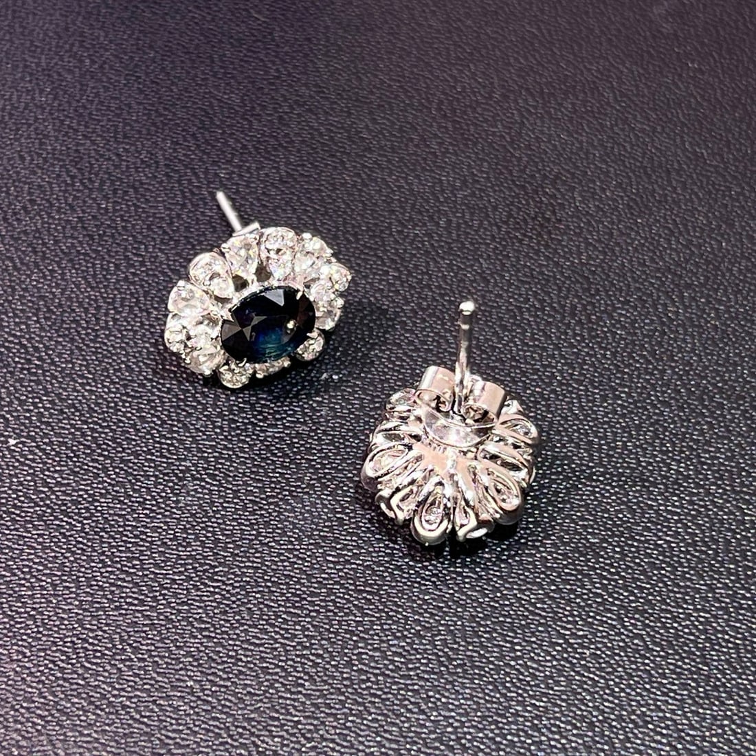 14k Gold 1.87 Ctw Natural Sapphire & Diamond Earrings - 4