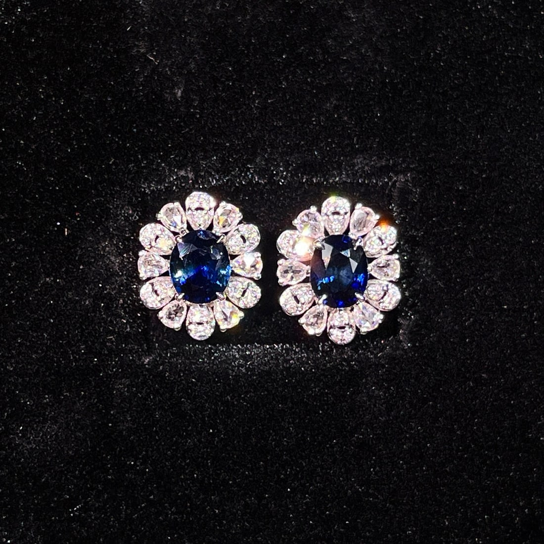 14k Gold 1.87 Ctw Natural Sapphire & Diamond Earrings - 5