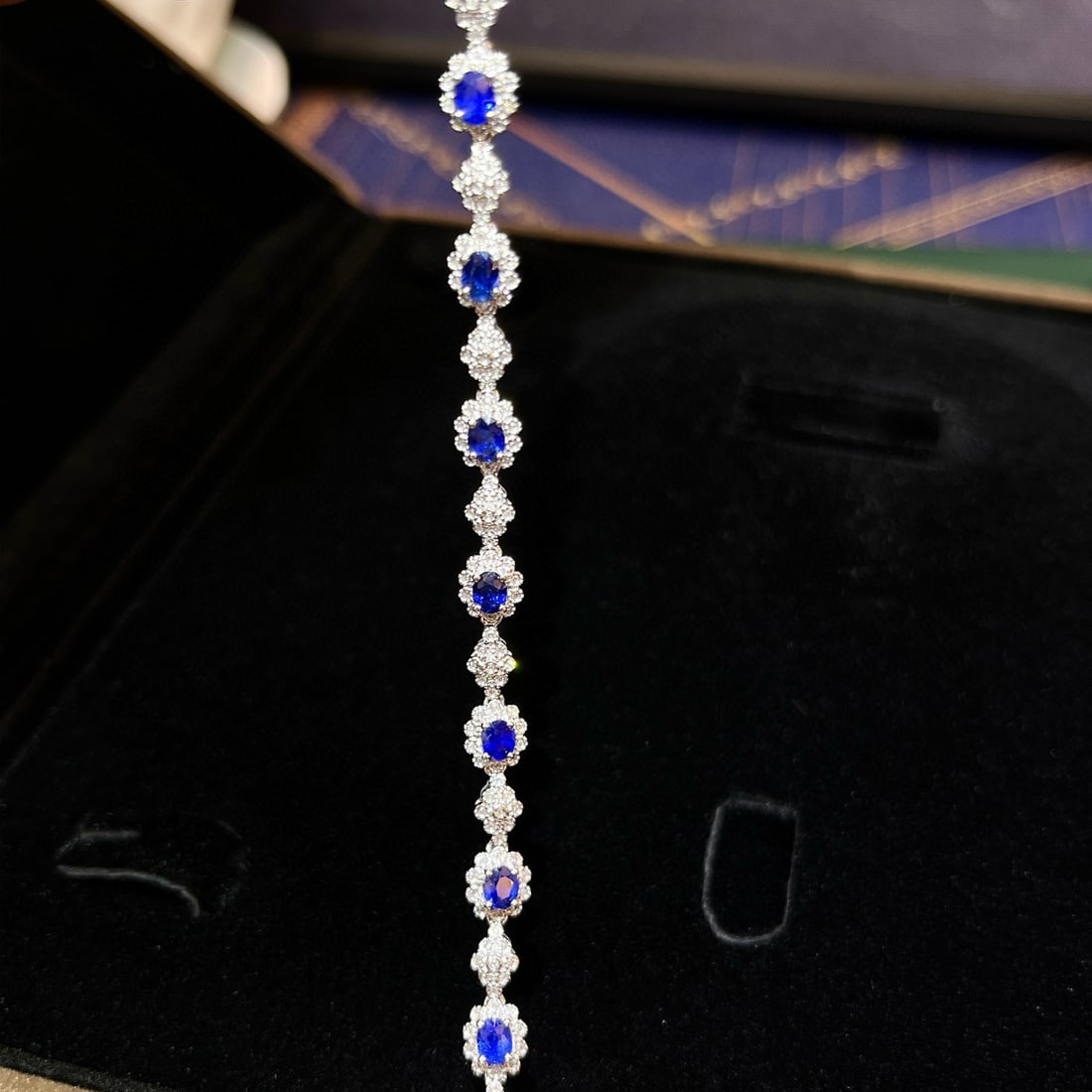 14k Gold 3.21 Ctw Natural Sapphire & Diamond Bracelet - 5
