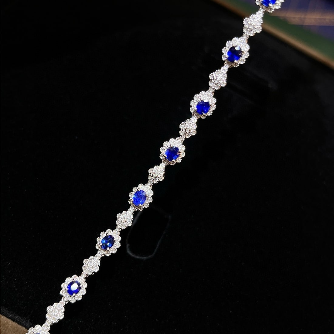 14k Gold 3.21 Ctw Natural Sapphire & Diamond Bracelet - 6