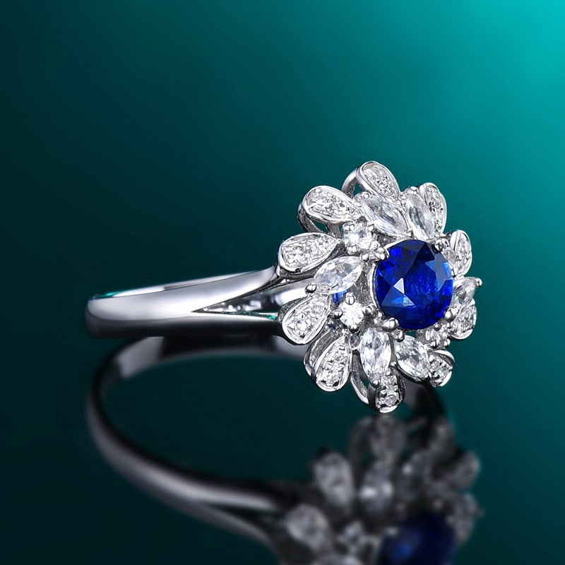14k Gold 0.58 Ctw Natural Sapphire & Diamond Ring - 3