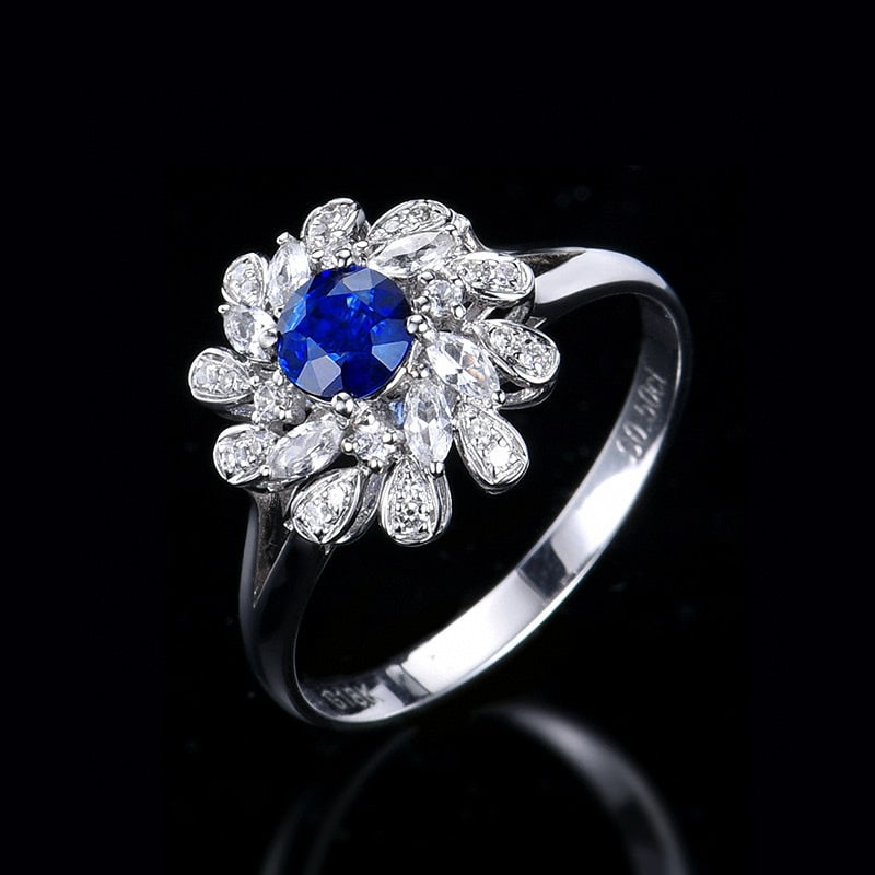 14k Gold 0.58 Ctw Natural Sapphire & Diamond Ring - 4