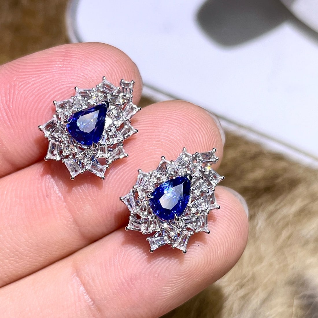 14k Gold 3.47 Ctw Natural Sapphire & Sapphire Earrings - 2