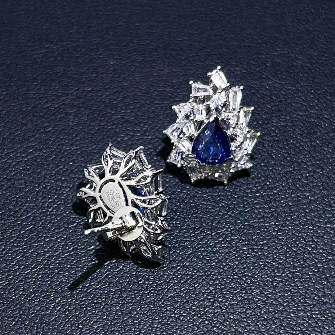 14k Gold 3.47 Ctw Natural Sapphire & Sapphire Earrings - 3