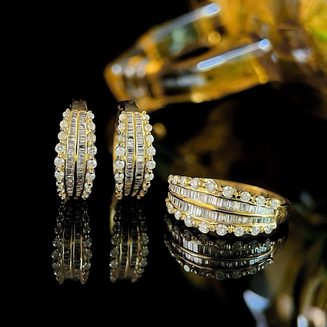 14k Gold 0.94 Ctw Natural H Diamond Jewelry Set: Ref:230984377 // gold content:14k gold // ring size:7. 25us // // ring // main gemstone:diamond // shape:multiply // carat weight:0. 42ct // clarity grade:vs-si // color:h // treatment:natural // // e