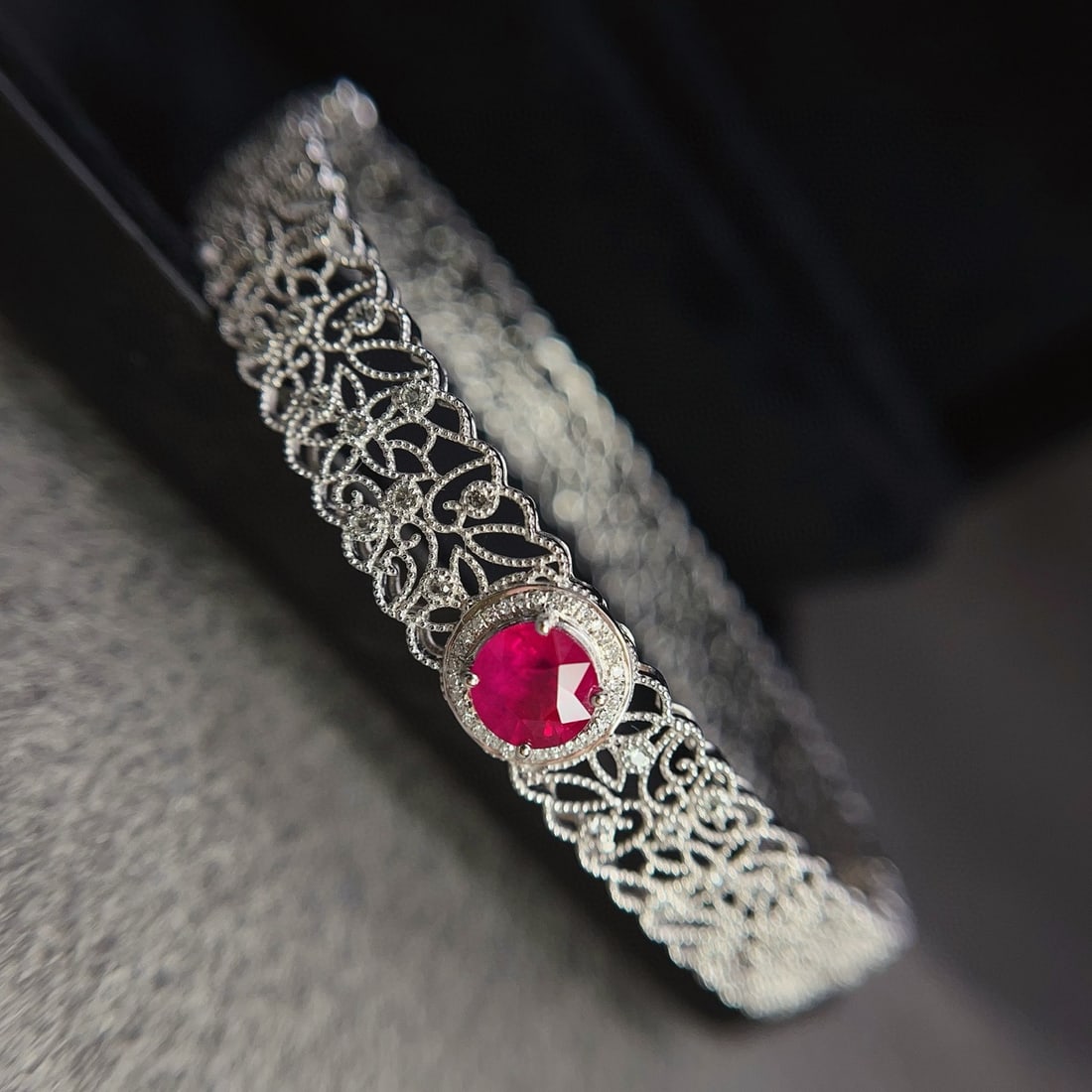 14k Gold 1.15 Ct Natural Ruby & Sapphire Bangle - 5