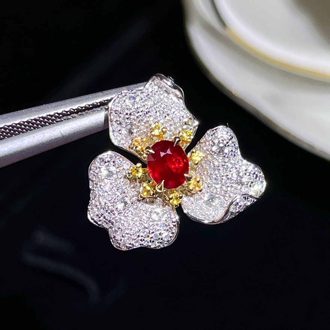 14k Gold 1.13 Ctw Natural Ruby & Diamond Pendant( Without Chain ): Ref:230984390 // gold content:14k gold // main gemstone:ruby // shape:oval // carat weight:0. 62ct // color:pigeonblood red // treatment:natural // // adjacent gemstone 2 : diamond // number of stones