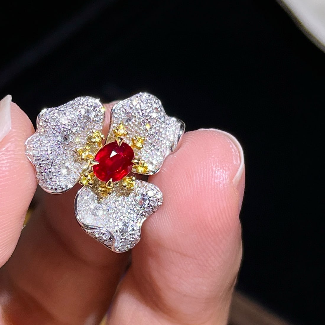 14k Gold 1.13 Ctw Natural Ruby & Diamond Pendant( Without Chain ) - 2
