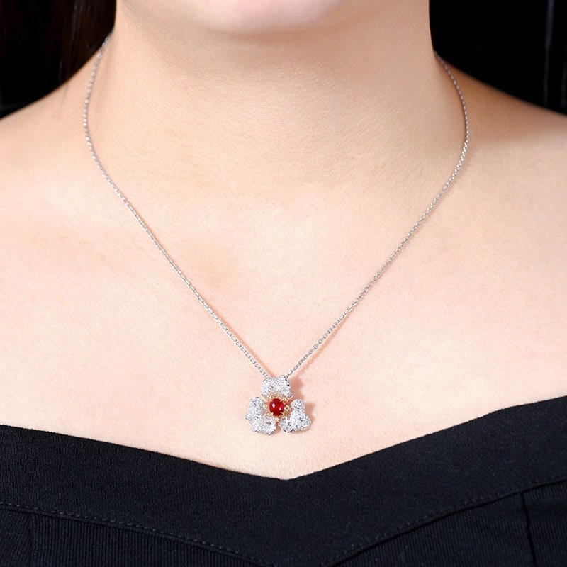14k Gold 1.13 Ctw Natural Ruby & Diamond Pendant( Without Chain ) - 6