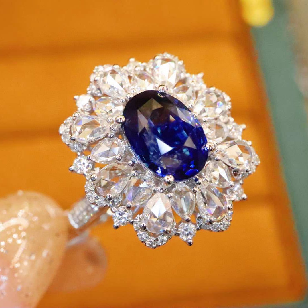14k Gold 4.09 Ctw Natural Sapphire & Diamond Ring/pendant( Without Chain ) - 2