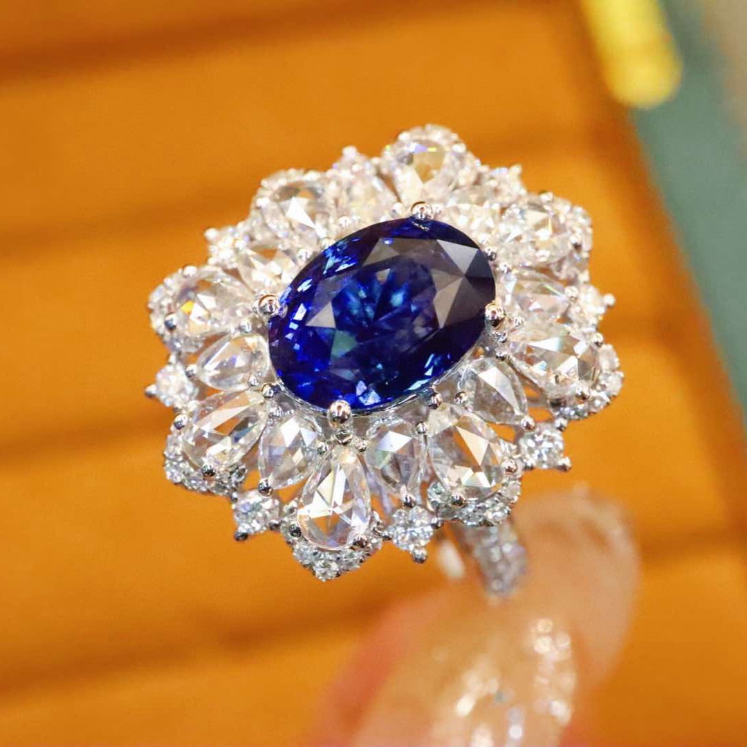 14k Gold 4.09 Ctw Natural Sapphire & Diamond Ring/pendant( Without Chain ) - 3