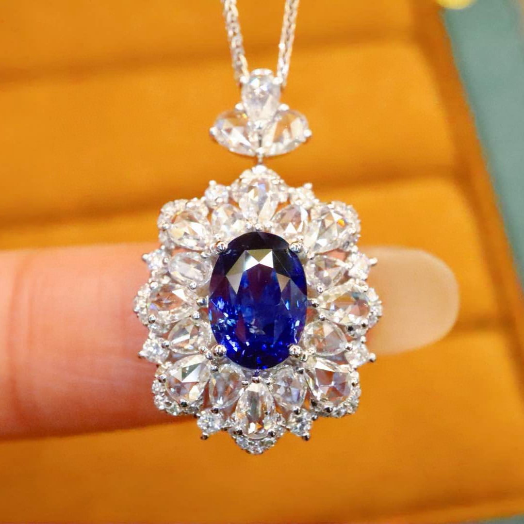 14k Gold 4.09 Ctw Natural Sapphire & Diamond Ring/pendant( Without Chain ) - 4