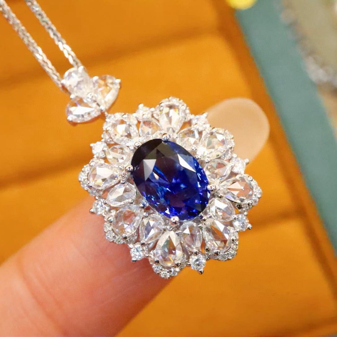 14k Gold 4.09 Ctw Natural Sapphire & Diamond Ring/pendant( Without Chain ) - 5