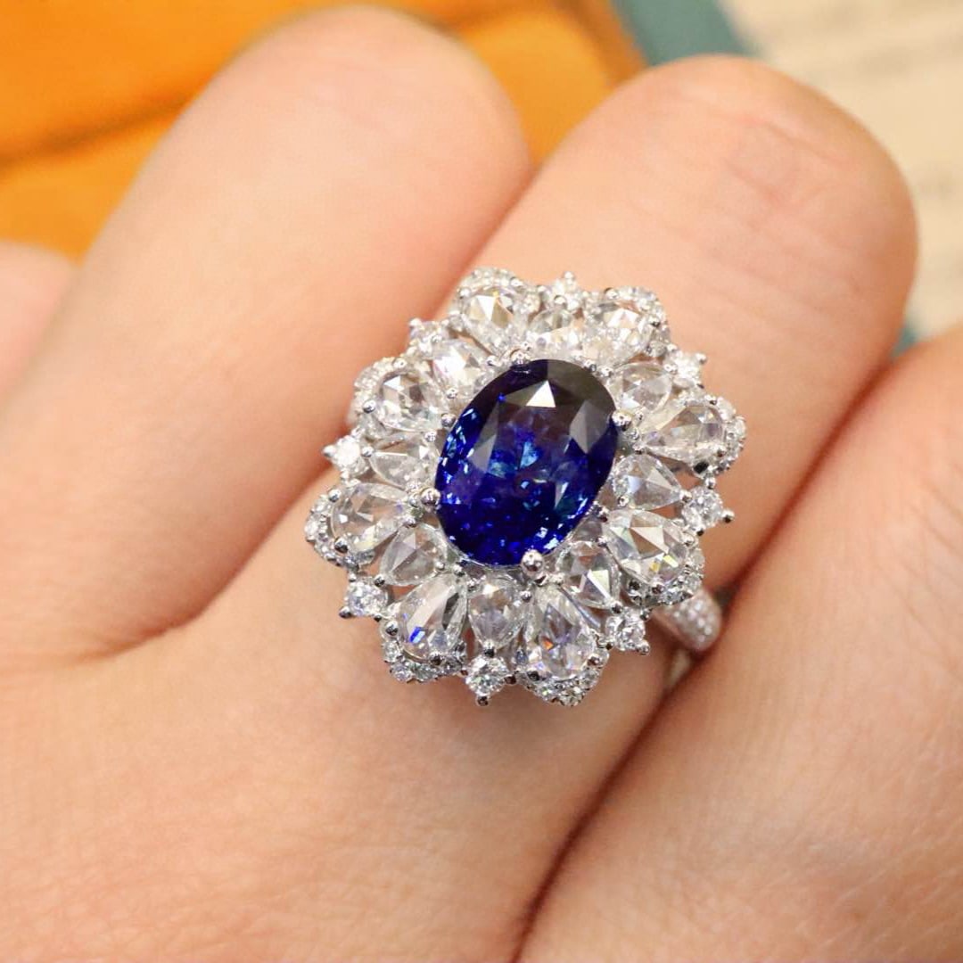14k Gold 4.09 Ctw Natural Sapphire & Diamond Ring/pendant( Without Chain ) - 7