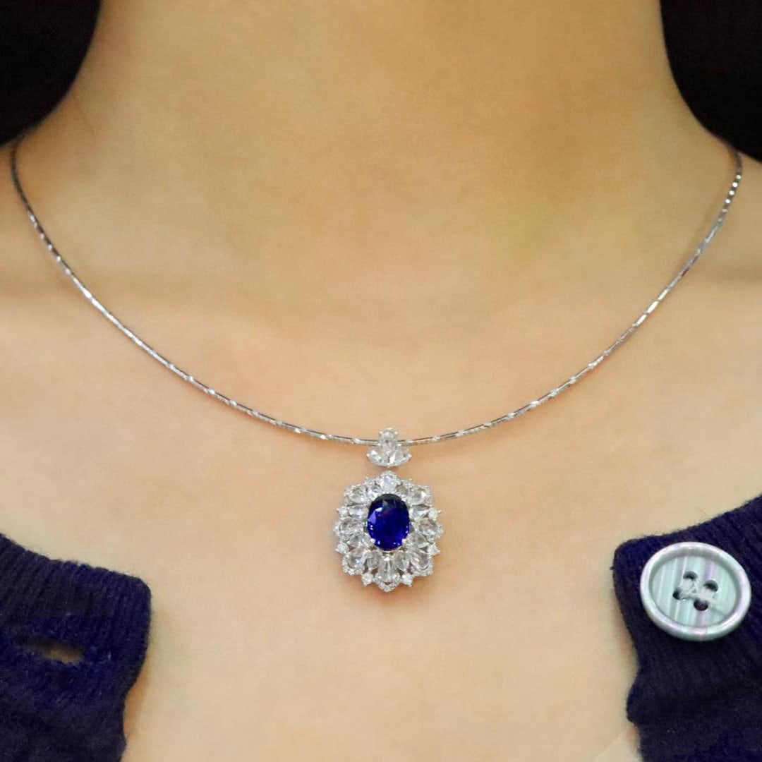 14k Gold 4.09 Ctw Natural Sapphire & Diamond Ring/pendant( Without Chain ) - 8