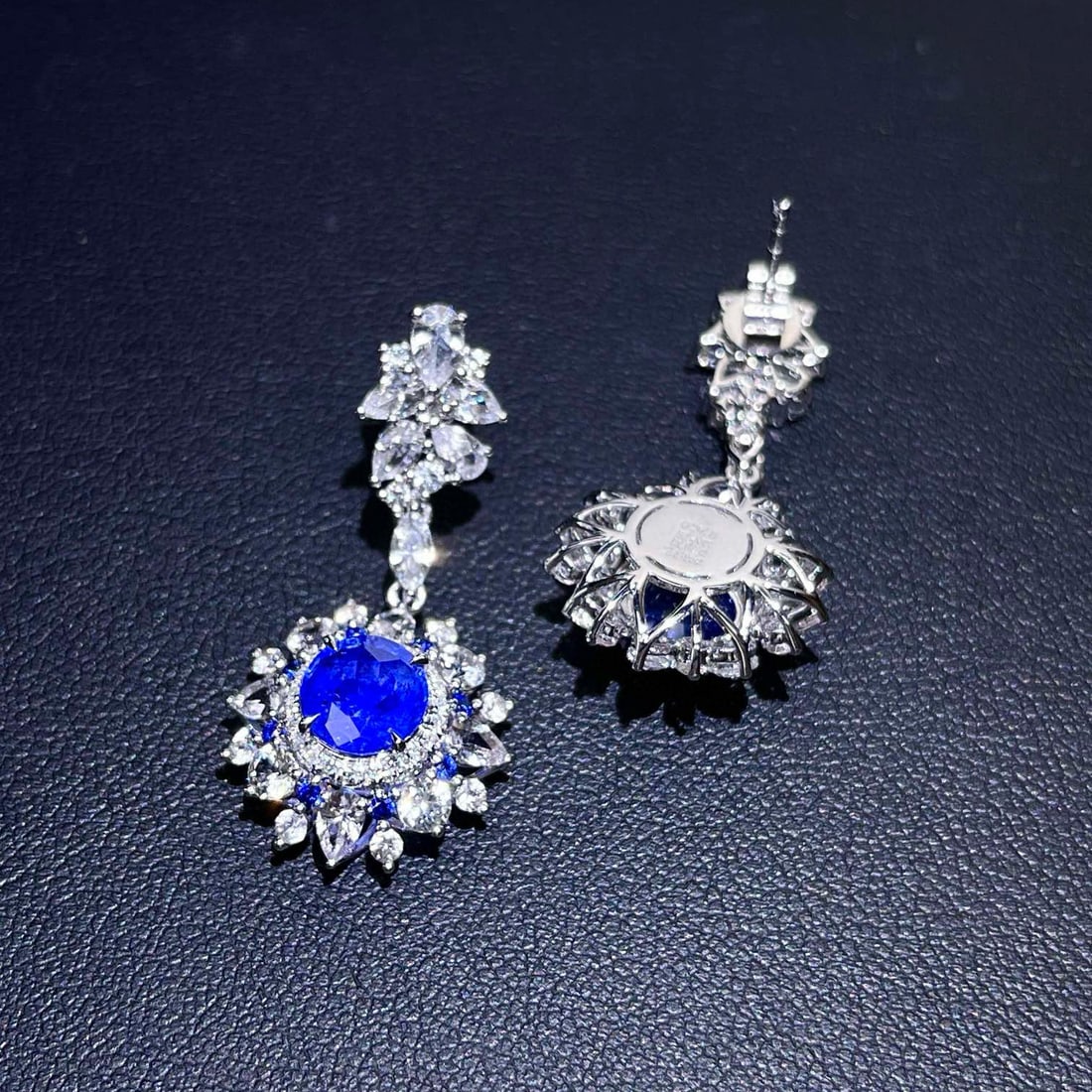 14k Gold 4.14 Ctw Natural Sapphire & Diamond Earrings - 6