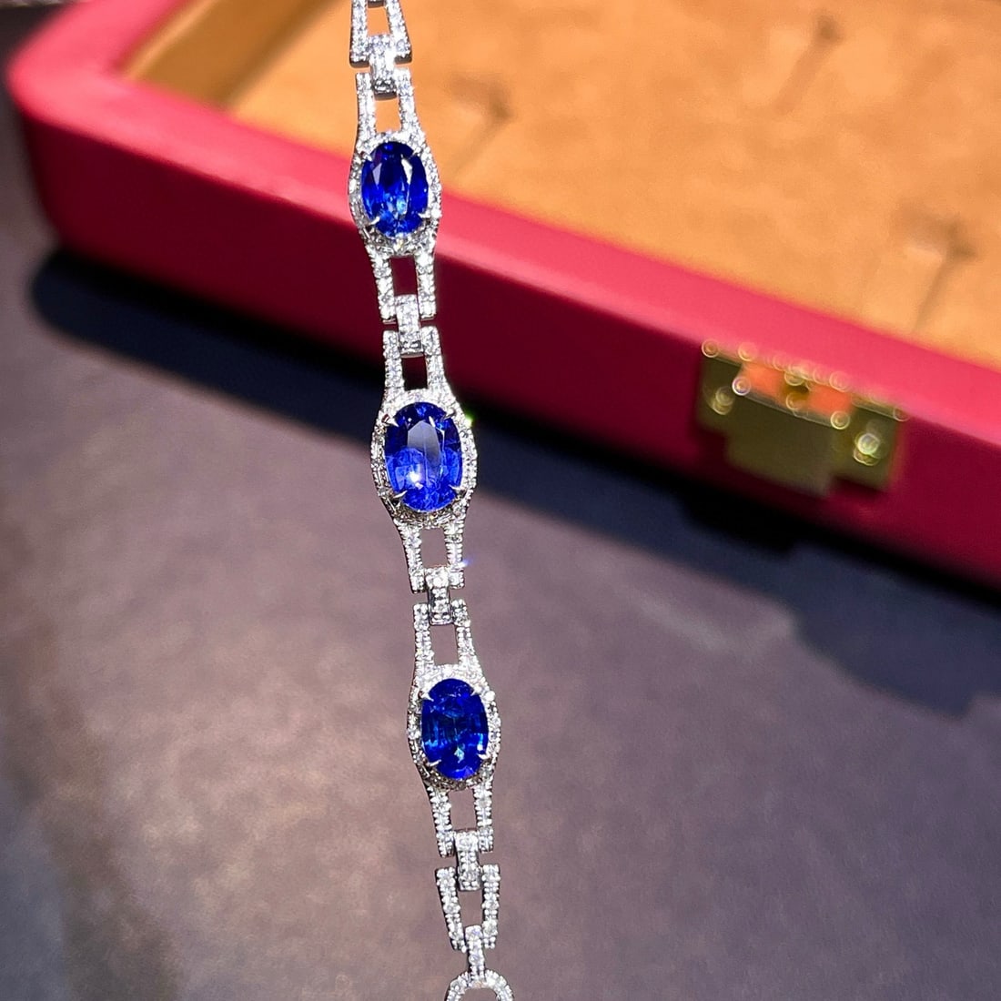 14k Gold 2.00 Ctw Natural Sapphire & Diamond Bracelet - 6