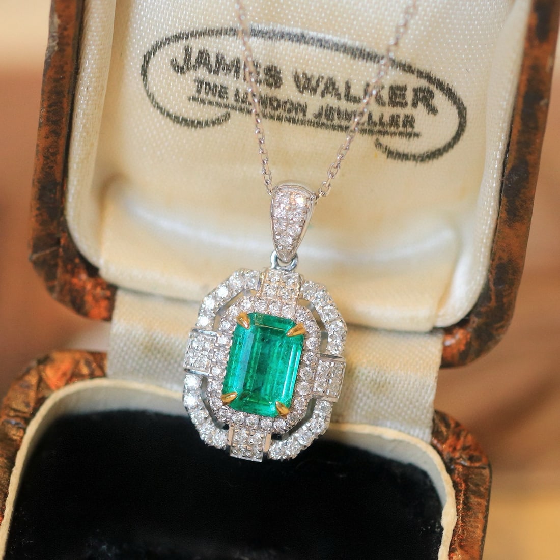 14k Gold 1.41 Ctw Natural Emerald & Diamond Pendant( Without Chain ) - 2