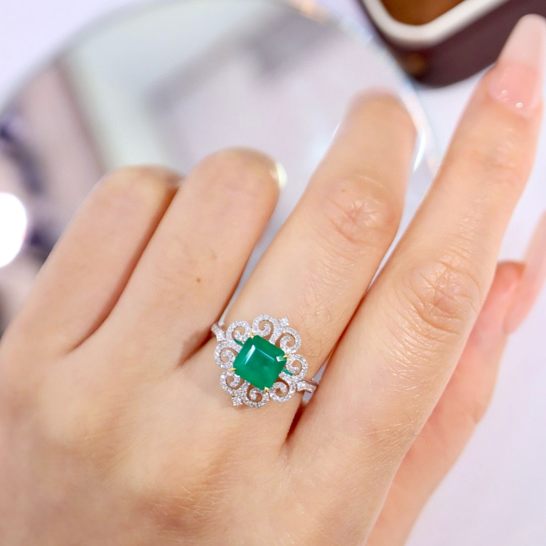 14k Gold 2.19 Ctw Natural Emerald & Diamond Ring - 4