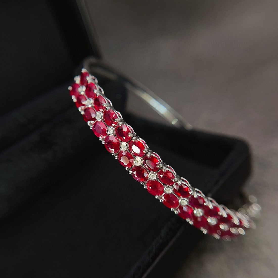 14k Gold 7.20 Ct Natural Ruby & Diamond Bangle - 2