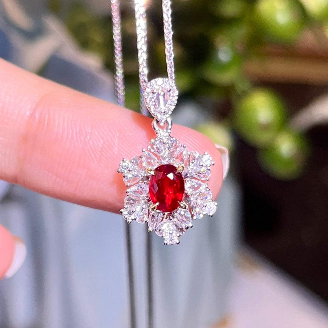 14k Gold 0.95 Ct Natural Ruby & Diamond Jewelry Set - 3