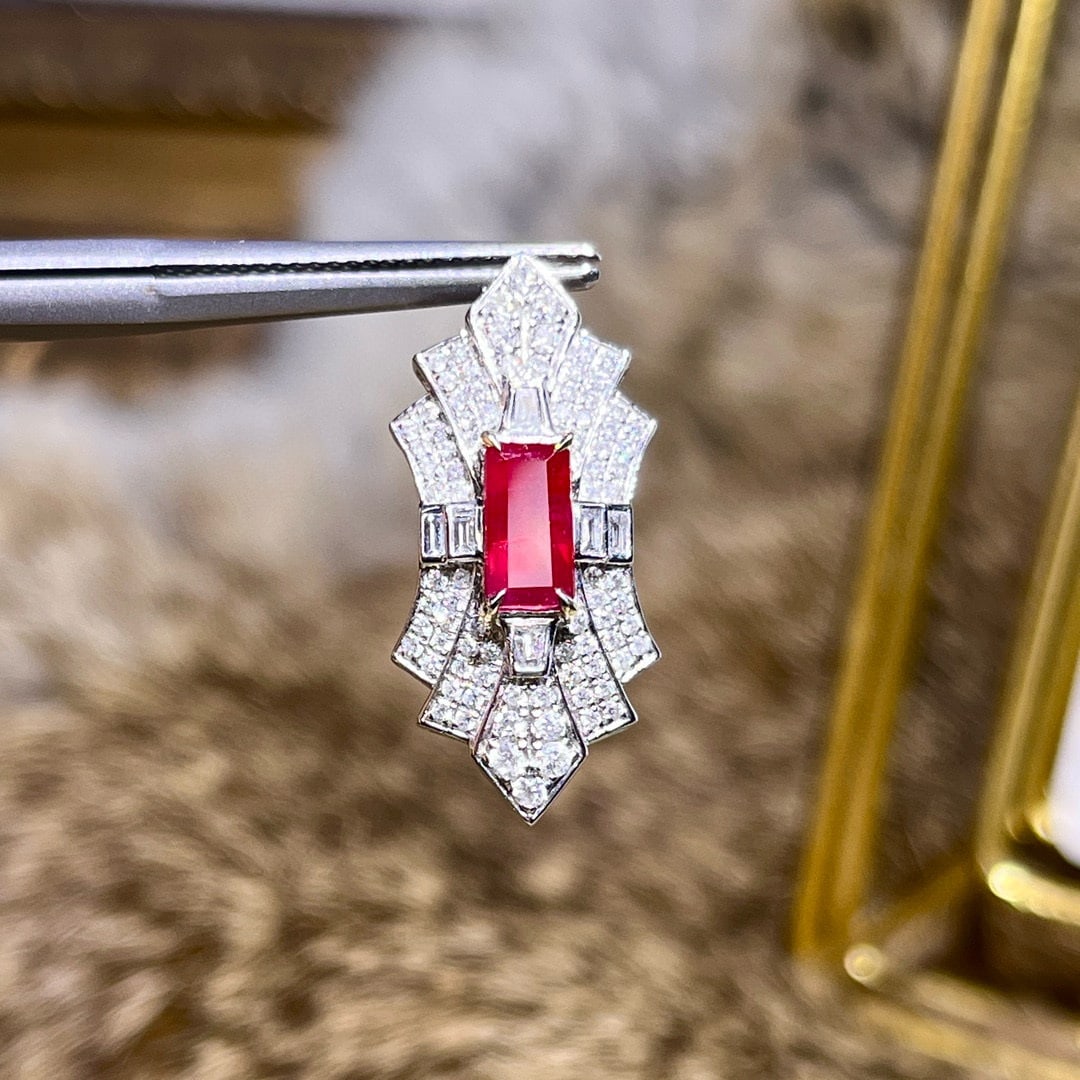 14k Gold 1.32 Ctw Natural Ruby & Diamond Pendant( Without Chain ) - 2