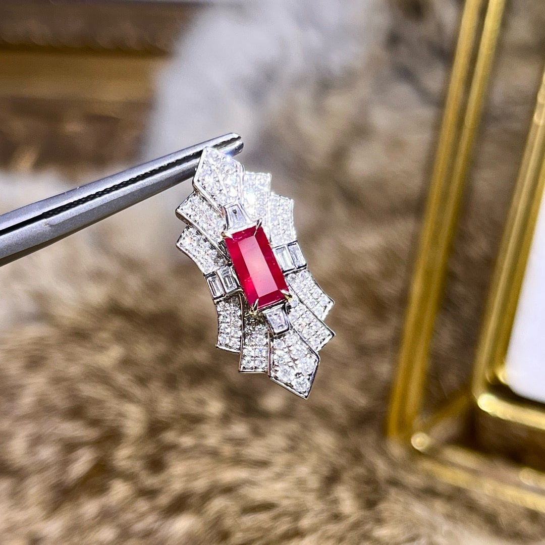 14k Gold 1.32 Ctw Natural Ruby & Diamond Pendant( Without Chain ) - 3