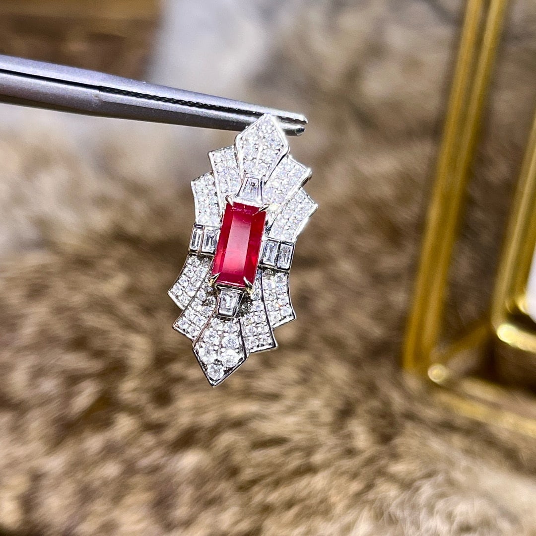 14k Gold 1.32 Ctw Natural Ruby & Diamond Pendant( Without Chain ) - 4