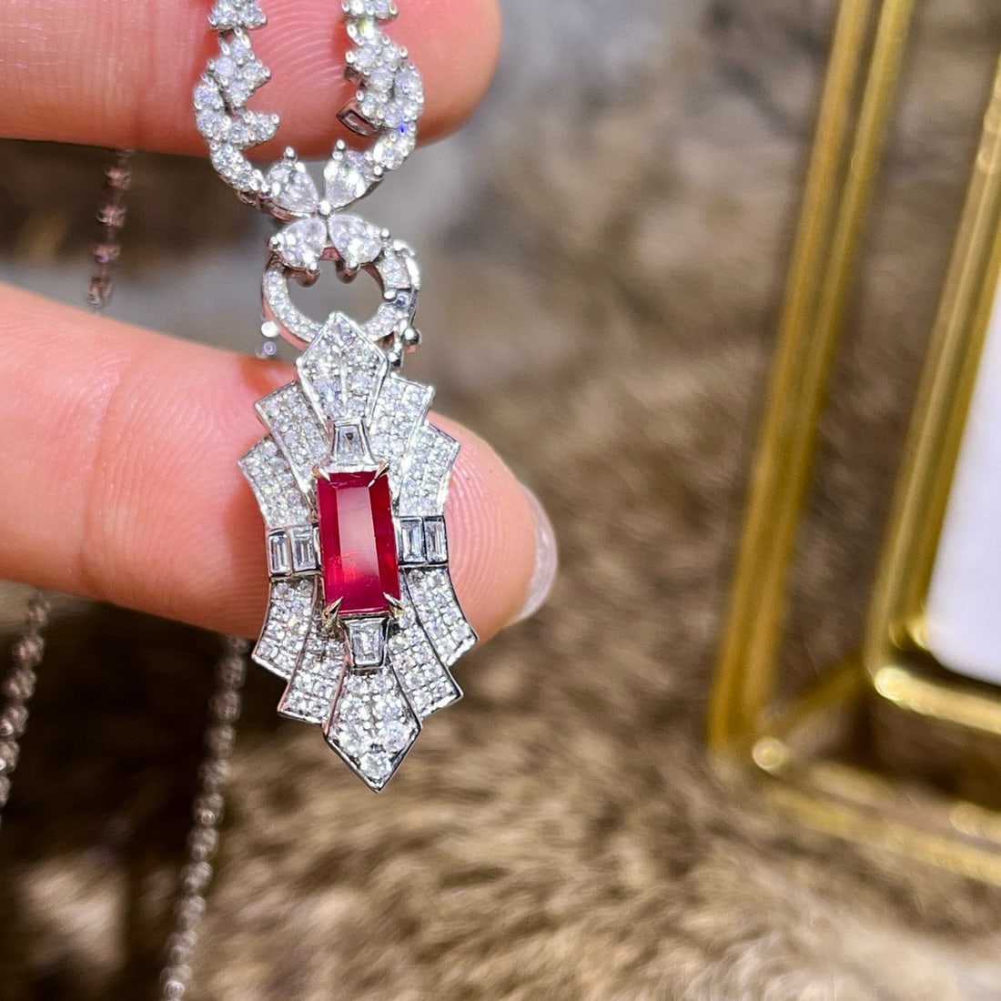 14k Gold 1.32 Ctw Natural Ruby & Diamond Pendant( Without Chain ) - 5