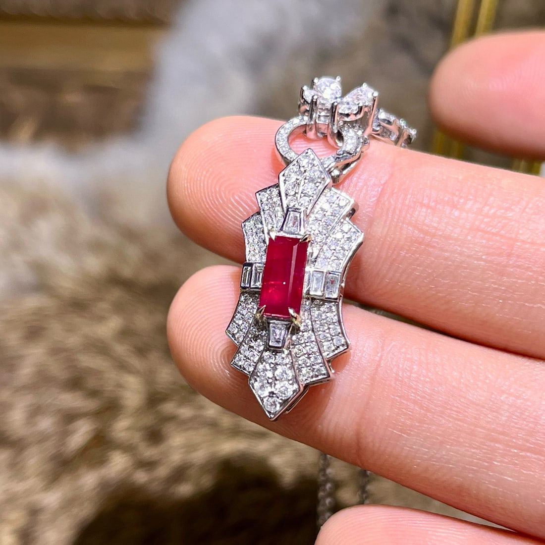 14k Gold 1.32 Ctw Natural Ruby & Diamond Pendant( Without Chain ) - 6