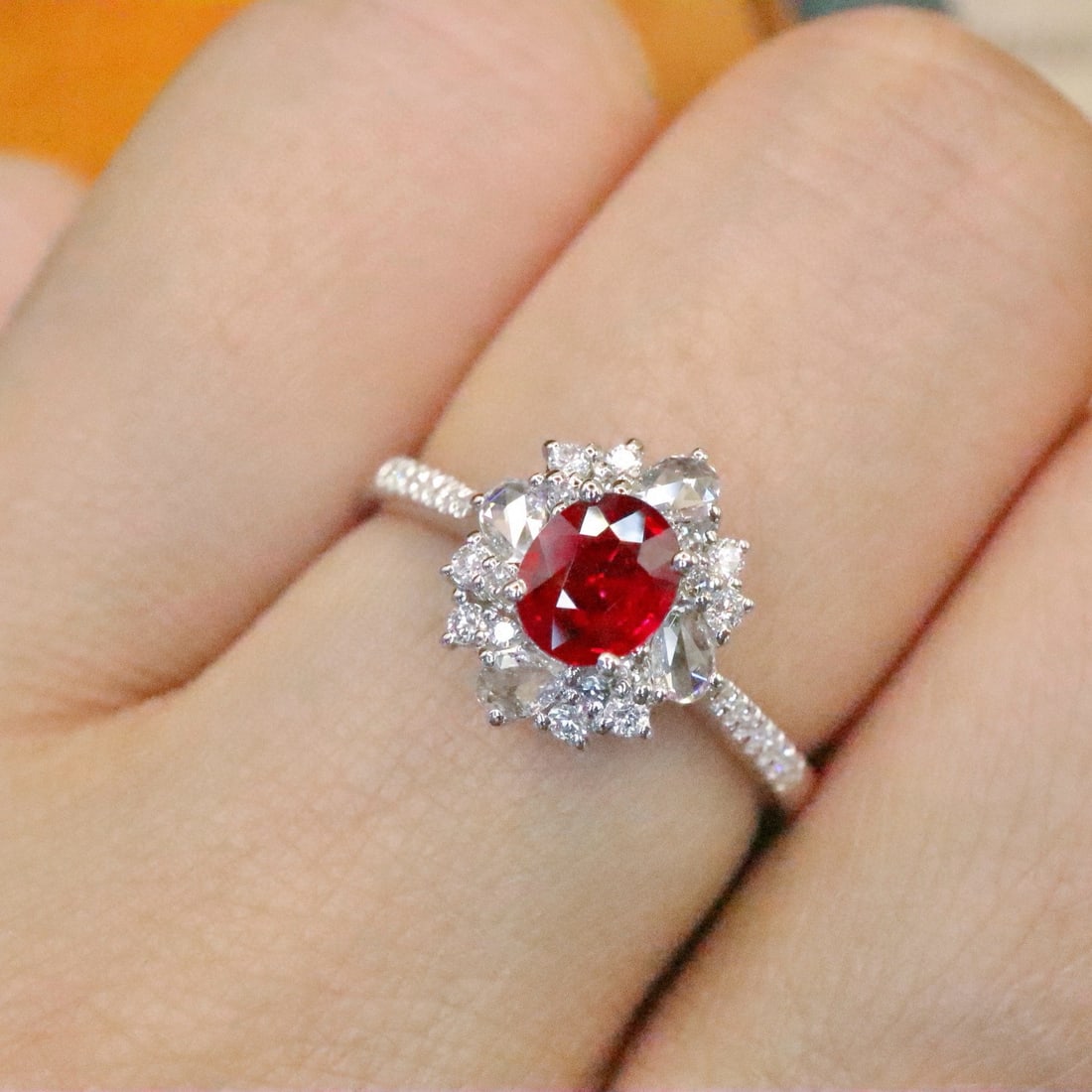 14k Gold 0.83 Ctw Natural Ruby & Diamond Ring - 5