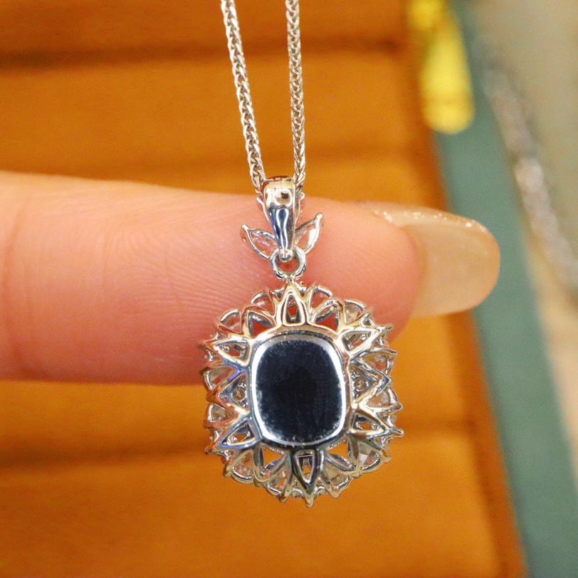 14k Gold 2.53 Ctw Natural Sapphire & Diamond Pendant( Without Chain ) - 4
