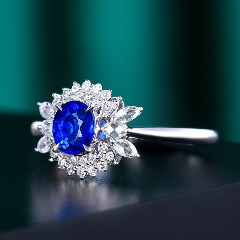 14k Gold 0.89 Ctw Natural Sapphire & Diamond Ring - 2