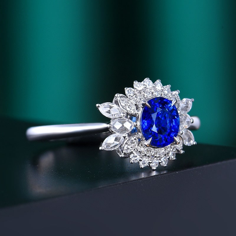 14k Gold 0.89 Ctw Natural Sapphire & Diamond Ring - 3