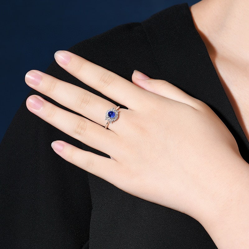 14k Gold 0.89 Ctw Natural Sapphire & Diamond Ring - 6