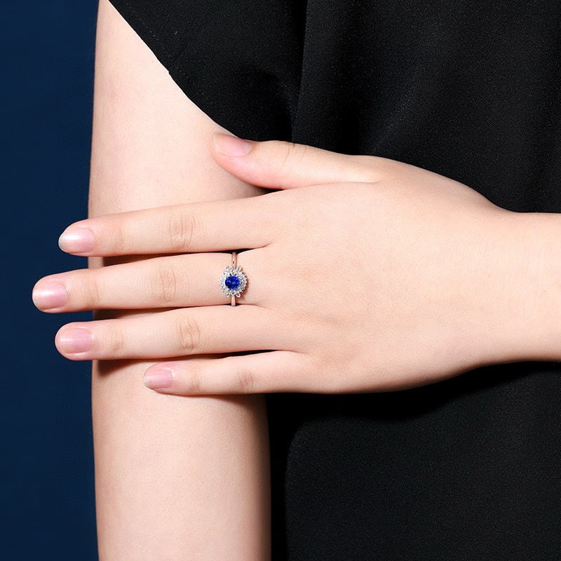 14k Gold 0.89 Ctw Natural Sapphire & Diamond Ring - 7