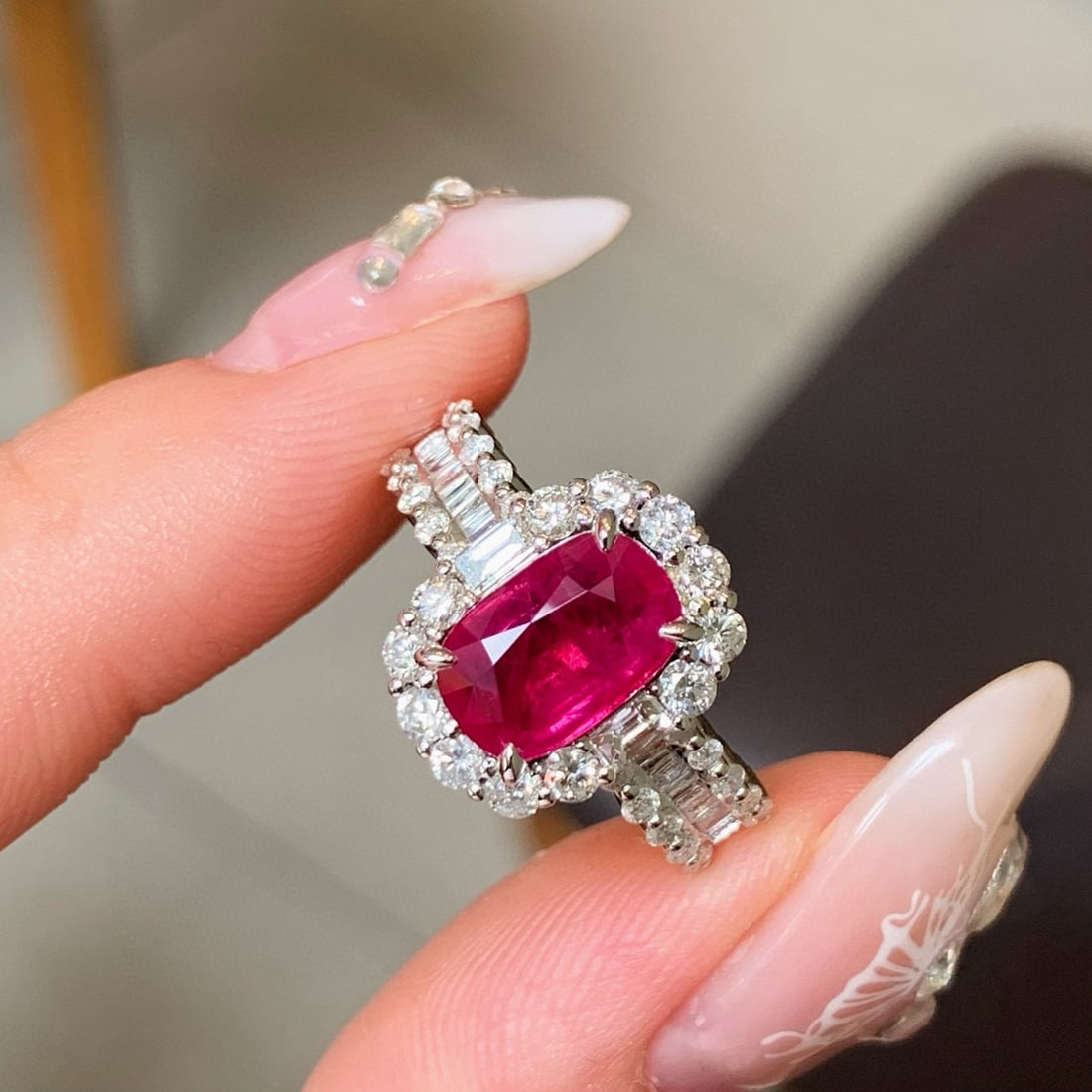 14k Gold 3.31 Ctw Natural Ruby & Diamond Ring - 2