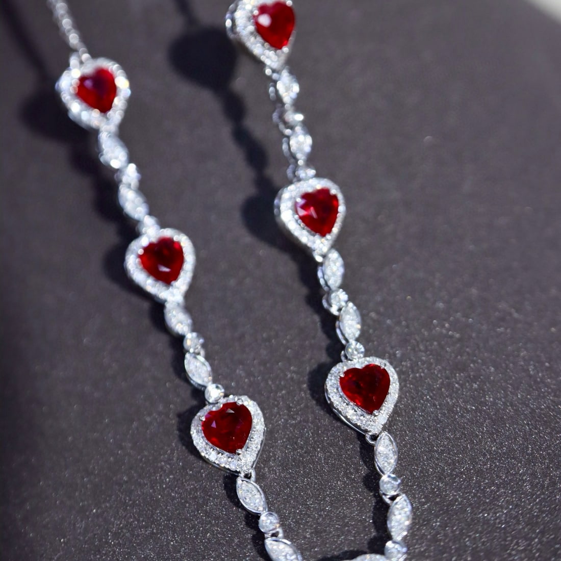 14k Gold 4.56 Ctw Vivid Red Natural Ruby & Diamond Necklace - 2