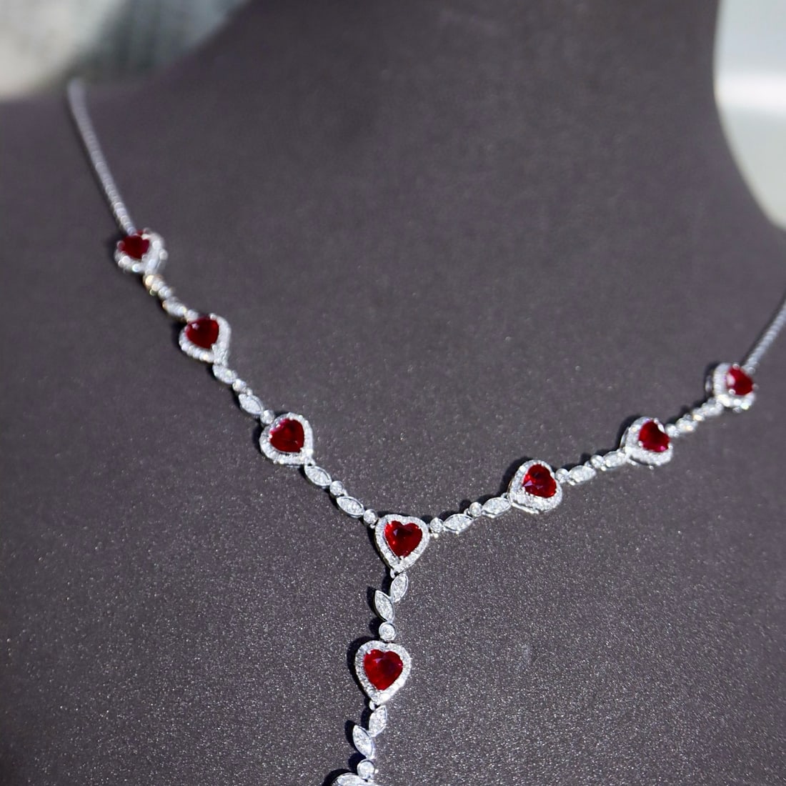 14k Gold 4.56 Ctw Vivid Red Natural Ruby & Diamond Necklace - 4