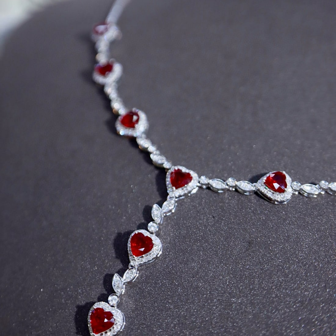 14k Gold 4.56 Ctw Vivid Red Natural Ruby & Diamond Necklace - 7