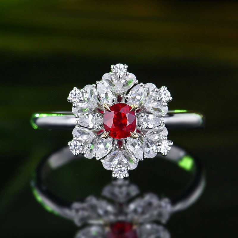 14k Gold 0.32 Ct Natural Ruby & Sapphire Ring: Ref:230984421 // gold content:14k gold // ring size:7. 25us // // main gemstone:ruby // shape:oval // carat weight:0. 32ct // color:pigeonblood red // treatment:natural // // adjacent gemstone 2 :