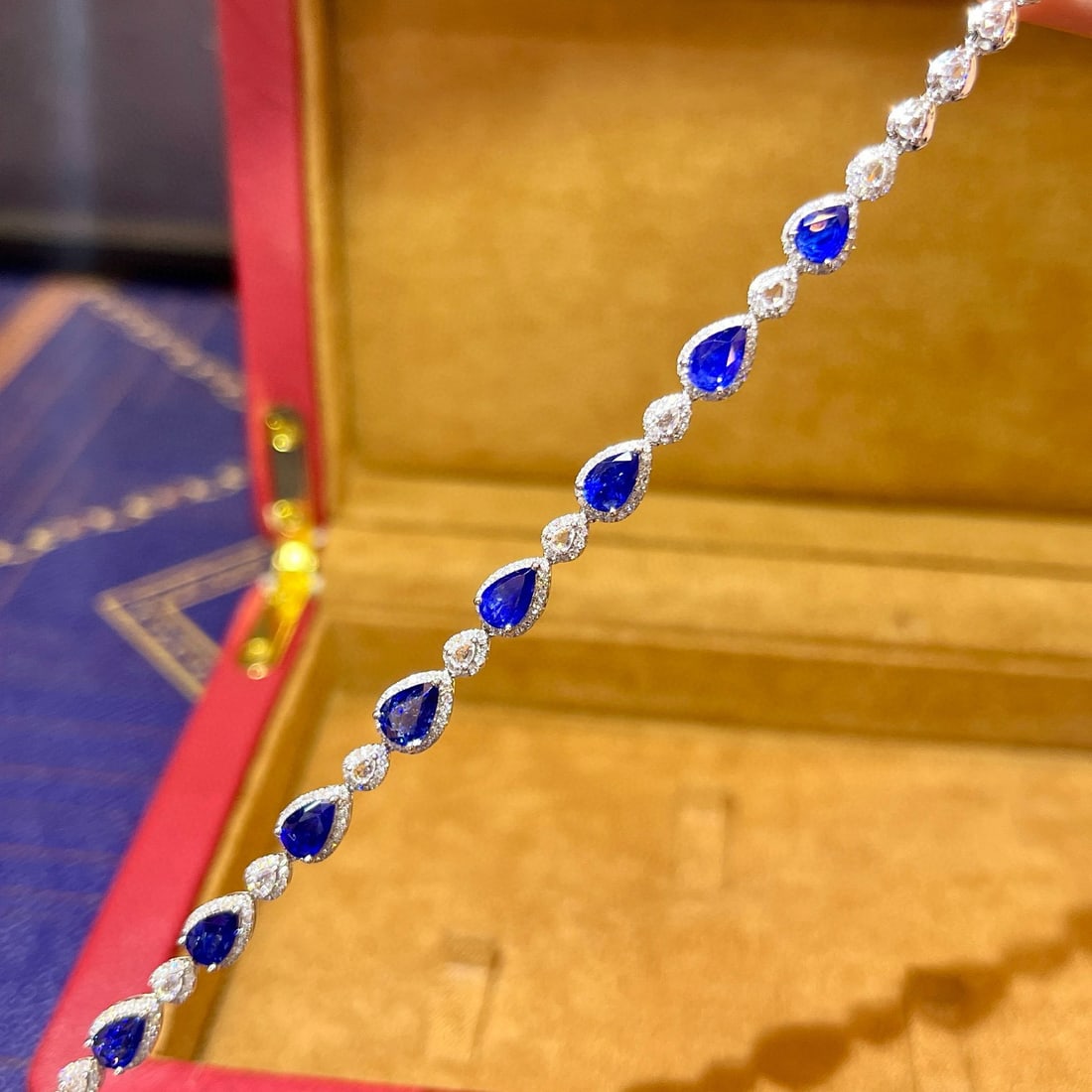 14k Gold 4.81 Ctw Natural Sapphire & Diamond Bracelet - 2