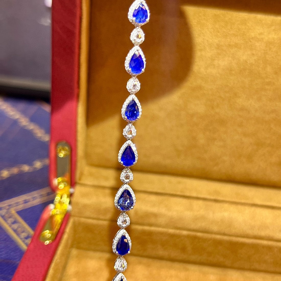 14k Gold 4.81 Ctw Natural Sapphire & Diamond Bracelet - 7
