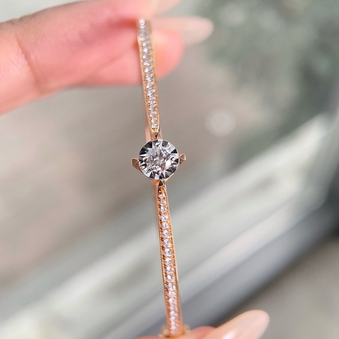 14k Gold 0.51 Ctw Natural H Diamond Bangle - 2