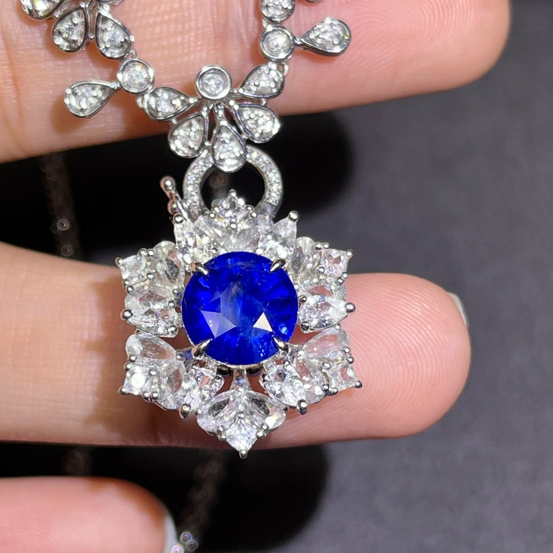 14k Gold 2.98 Ctw Natural Sapphire & Diamond Ring/pendant( Without Chain ) - 2