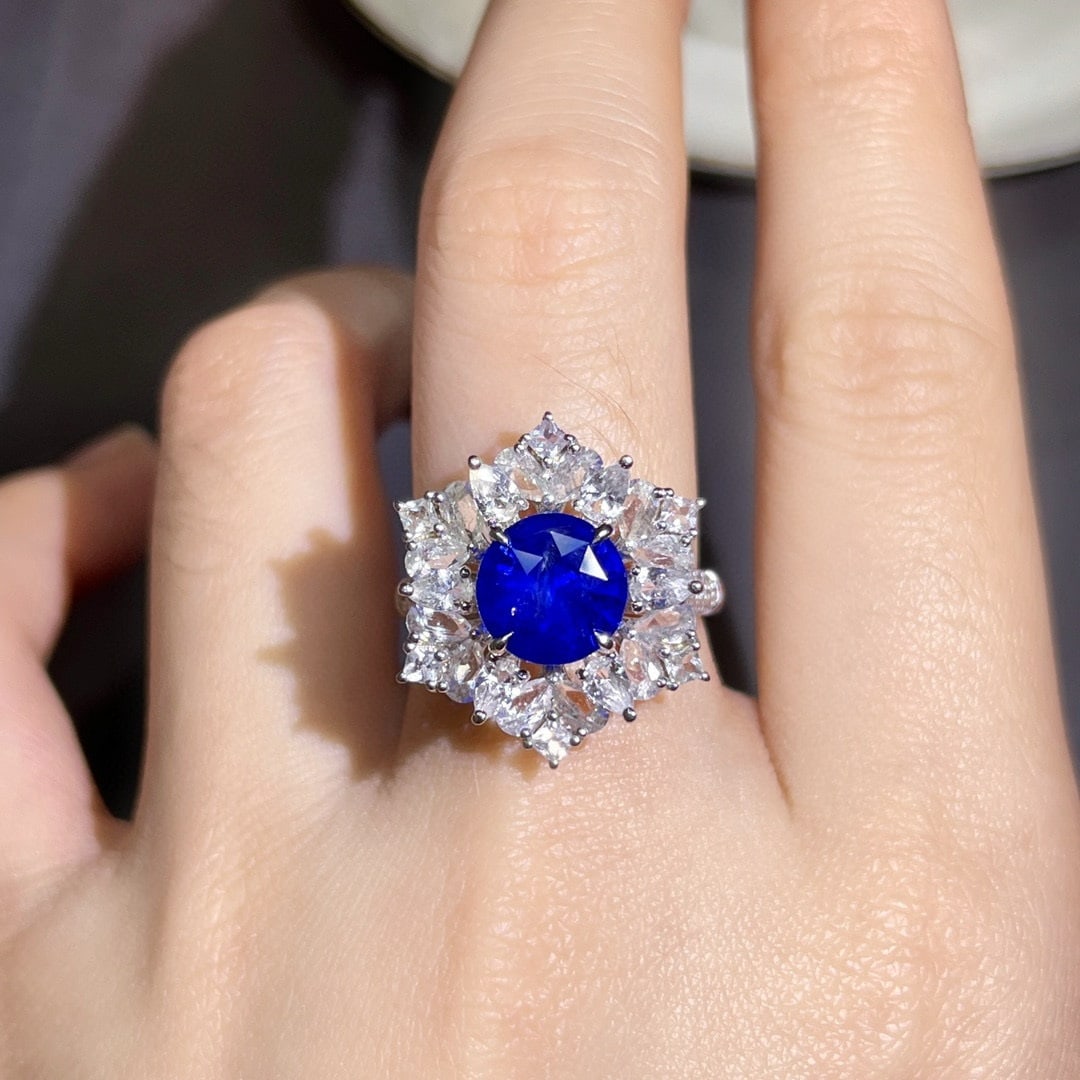 14k Gold 2.98 Ctw Natural Sapphire & Diamond Ring/pendant( Without Chain ) - 3